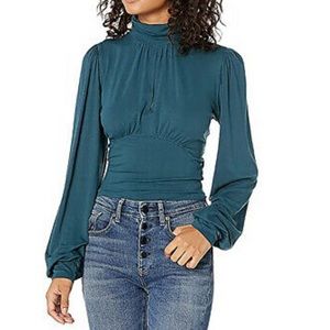Green Long Sleeve Free People Top.